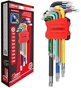 HAUTMEC 9PCS Torx Star Key Set, T10-T50 Star Allen Wrench with Visible Size Coding, CR-V Steel, D...