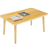 Funecy Square Coffee Table Low Table with 4 Solid Wood Sturdy Legs, Floor Table Desk for Sitting ...