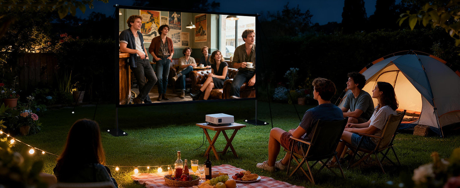 120 inch Projector screen with stand for Home Theater and Backyard Movie Night