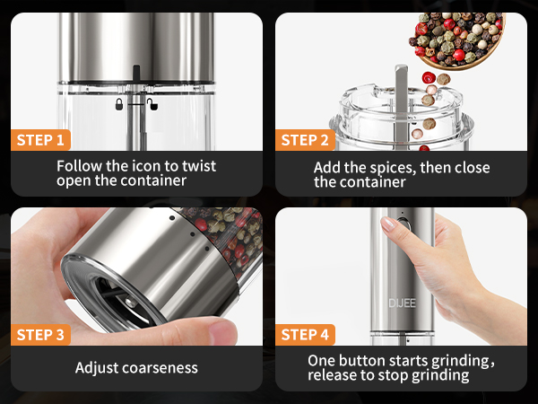 Electric Salt and Pepper Grinder Set