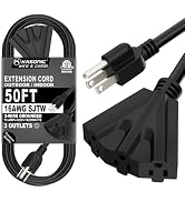 K KASONIC - 50 Ft Extension Cord with 3 Outlets, ETL Listed 16/3 SJTW 3-Wire Grounded, 13A 125V 1...