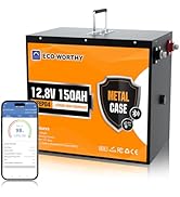 ECO-WORTHY 12V 150Ah Bluetooth LiFePO4 Lithium Battery with Low-Temp Protection, Safer Metal Shel...