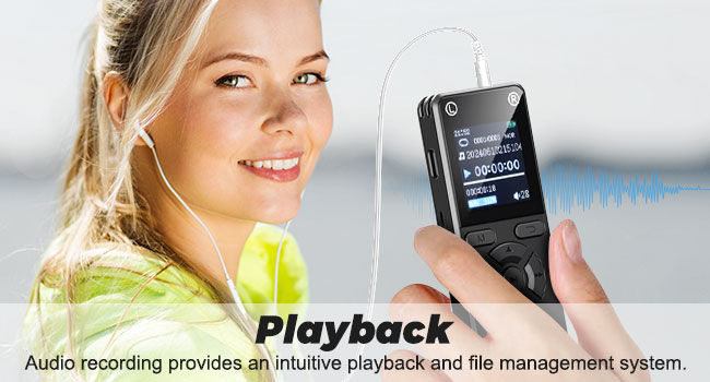 voice activated digital recorder supporting MP3 and WAV audio formats