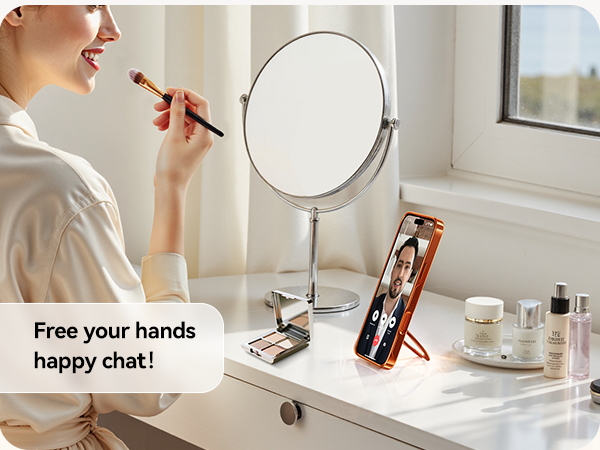 Orange for iPhone 17 Pro Case with 360 Spin Magnetic Stand Slim Polished Clear