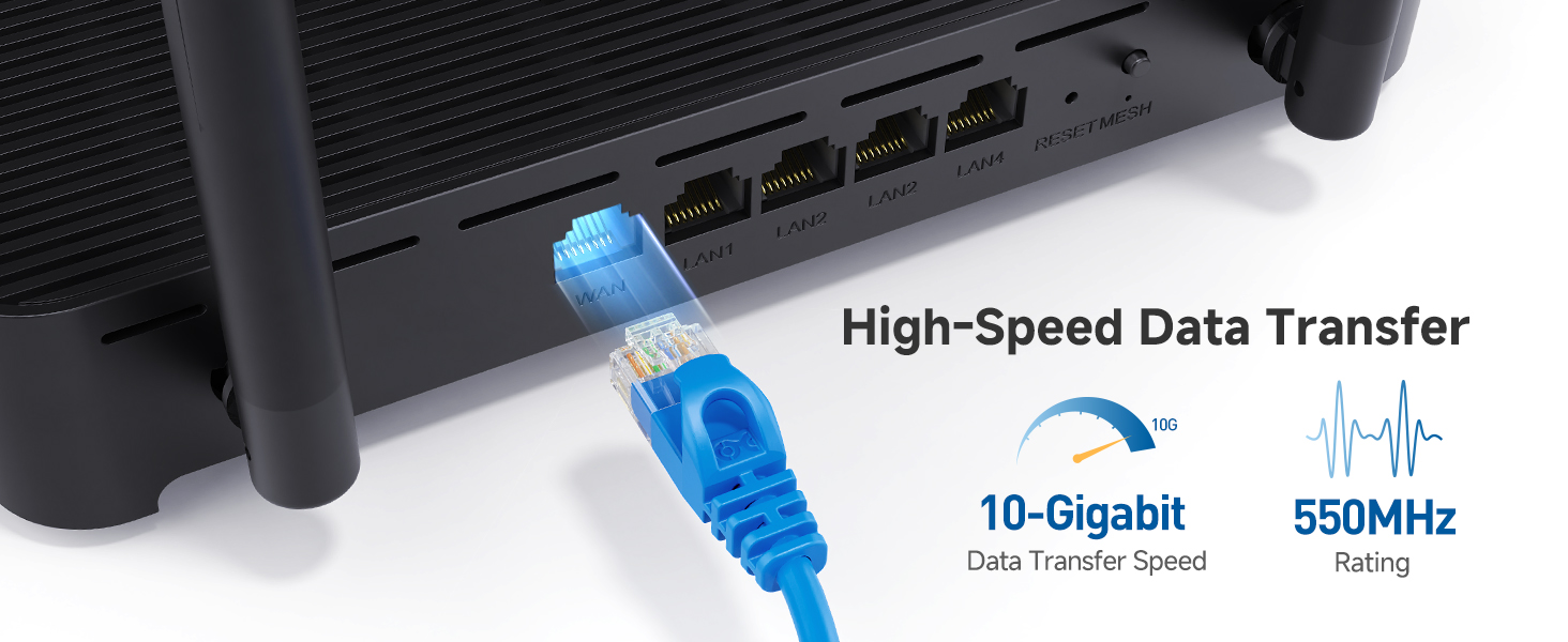 High-performance Cat6 network cable for LAN connections and internet