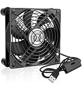 Qirssyn 120mm Variable Speed Fan for Router Modem Receiver DVR X-Box TV-Box Stereo Cooling Dual B...