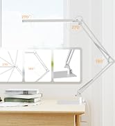 SKYLEO LED Desk Lamp with Slim Base - Adjustable Swing Arm Desk Light, Dimmable, Timer, Eye Prote...
