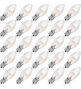 SUNSGNE 25 Pack C7 Clear Replacement Bulbs Christmas Light Bulbs, Outdoor Patio String Light Bulb...