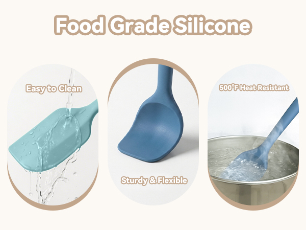 Silicone utensils for cooking, kitchen spatula set silicone, silicone bowl scraper, mixing spoons