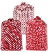 JOYIN 3 Oversized Red Christmas Holiday Plastic Gift Bags 56”x36” with Gift Tags for Xmas Parties...
