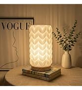 DKCONONY 3D Printed Mini Lamp, Small Bedside Lamp with 3-Color Dimmable LED, Small Nightstand Lam...