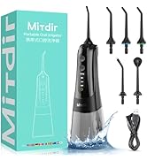 MiTdir Water Dental Flosser Oral Irrigator 5 Jet Tips 4 Modes IPX7 Waterproof 300ML Detachable Wa...