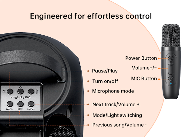 Karaoke Machine for Adults &amp;amp; Kids Portable Bluetooth Karaoke Speaker with 2 Wireless Microphones