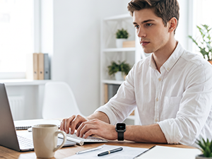 Work scene with smart watch