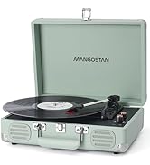 MANGOSTAN Record Player 3 Speed Bluetooth Portable Suitcase, Vinyl Phonograph with Built-in Bass ...