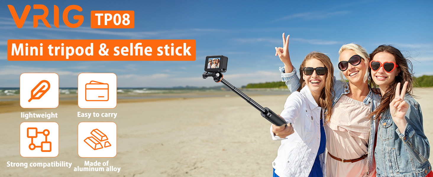 Extendable Selfie Stick Tripod for GoPro Max Hero 10 9 8 7 6 5 4