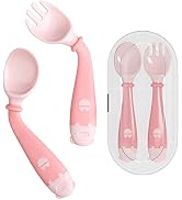 Deejoy Baby Spoons with Travel Safe Case,Toddlers Feeding Training Spoon,Silicone Toddler Utensil...