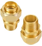 Kinchoix 1/2" NPT Brass Pipe Fittings Male Threaded Hex Nipple Brass Tone NPT Male Thread Pipe us...