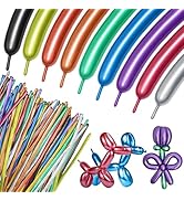 100Pcs 260 Balloons Metallic Long Balloons for balloon animals, Thickening Skinny Latex Twisting ...