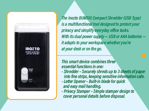 INOZTO Three-in-one Handheld Paper Shredder for Home and Office