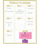 Dry Erase White Board Weekly Calendar Board, Magnetic Whiteboard for Wall, Gold Aluminum Frame Me...
