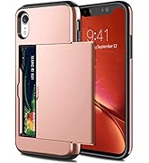 SAMONPOW Case for iPhone XR Case Wallet Card Holder Shell Heavy Duty Anti Scratch Dual Layer Hard...