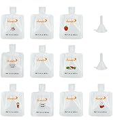 HOMEFOX 10 Pack Toiletry Refillable Empty Squeeze Pouch 1 oz, 30 ml Travel Size TSA approved Clea...