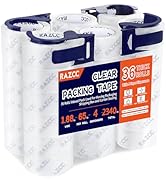 RAZCC Packing Tape, 36 Rolls Clear Heavy Duty Packaging Tape with Dispensers for Packing Shipping...