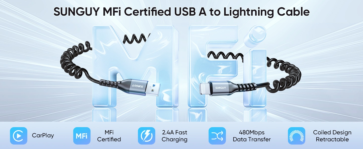 coiled lightning cable
