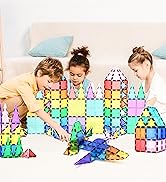 PicassoTiles 100 Piece Set 100pcs Magnet Building Tiles Clear Magnetic 3D Blocks Construction Pla...