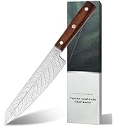 8-Inch Leaf-etched Chef Knife –ALLWIN HOUSEWARE Deep Electro-etched Leaf Pattern with 3D Air-Pock...
