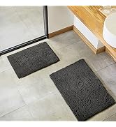 Chenille Soft Plush Bath Rugs for Bathroom Sets of 2, Non-Slip Absorbent Machine Washable Bathroo...