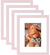 Vittanly 8x10 Picture Frames Set of 4, Display Pictures 5x7 with Mat or 8x10 without Mat, Gallery...