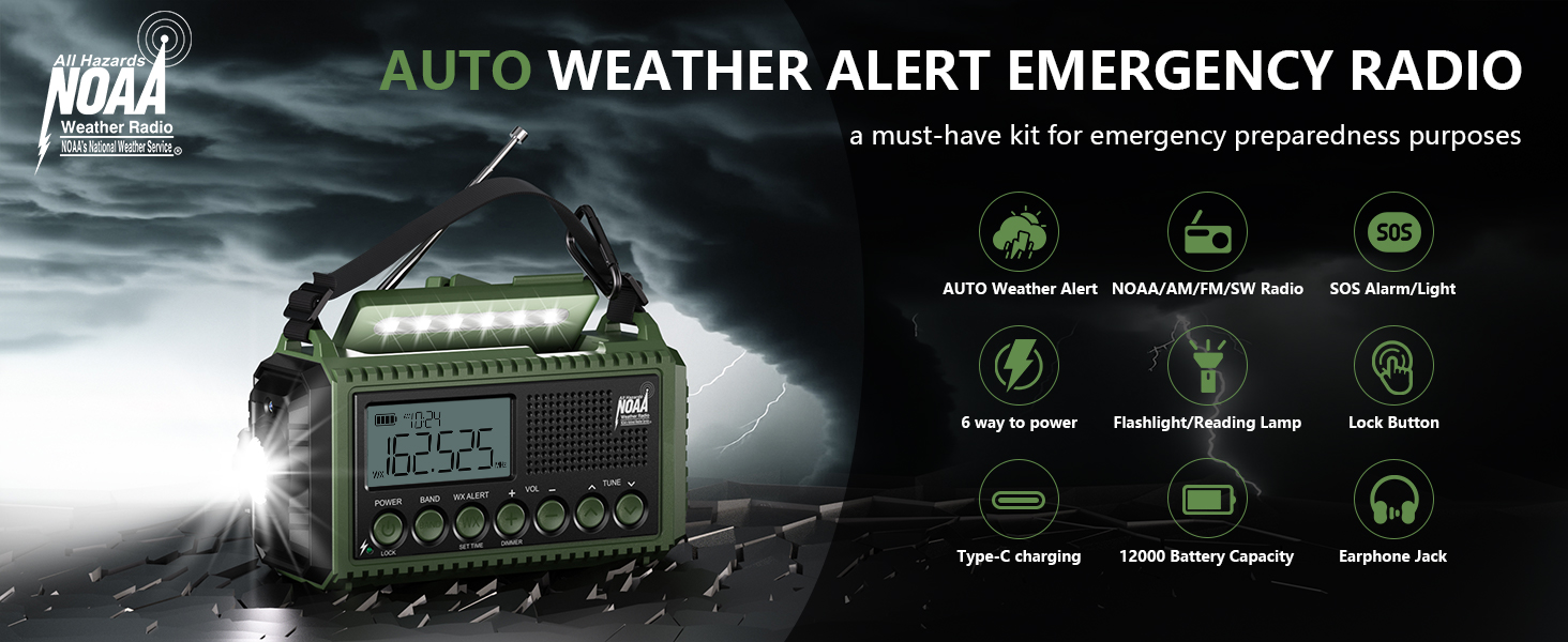 Emergency Radio Weather Radio12000mAh