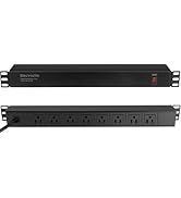 ElecVoztile 8 Outlet Rack Mount PDU Power Strip, 1020J Surge Protection &amp; 15A Overload Switch, Fi...