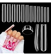 504Pcs Clear Nail Tips for Acrylic Nails Professional, XXL/XXXL Extra Long Tapered Square Acrylic...
