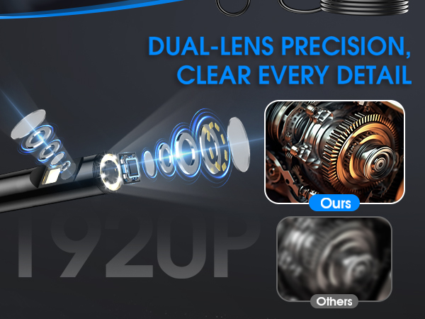 Endoscope with Light, 1920P HD Borescope with 8 Adjustable LED Lights 4