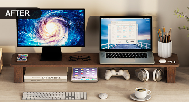 wood monitor stand large monitor riser for desktop