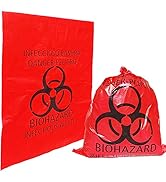 Daarcin 100pcs 61x61cm/24x24in Red Biohazard Waste Bags With Hazard Symbol Disposable Hazardous, ...