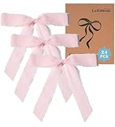 LaRibbons Pink Chiffon Ribbon Bows for Gift Wrapping, Premade Pink Bows for Wedding, Bridal Showe...