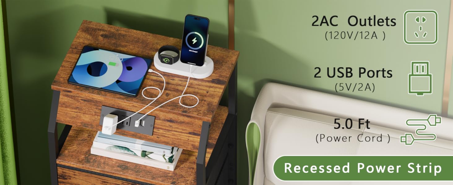 Night Stand with Charging Station