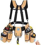 Tool Belt with Suspenders,27-Pockets Heavy Duty Tool Belts for Men with Magnetic Tool Pouch,Detac...