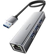 USB 3.0 to Ethernet Adapter Gigabit | 3-Port USB-A 3.0 Hub with 10/100/1000 RJ45 Adapter,Aluminum...