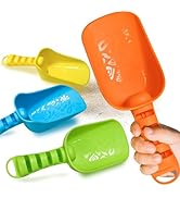 QINGLER Sand Beach Shovels for Kids Heavy Duty Plastic Summer Sand Scoops Toy 4 Pack (Blue, Green...