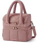 BAGSMART Lunch Bag Women, Double Deck Insulated Lunch Box, Quilted Puffer Lunch Tote, Leakproof, ...