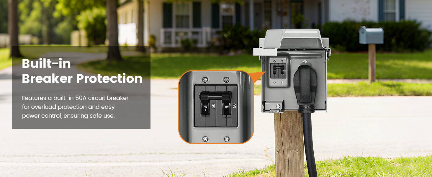 50 amp RV Outlet Box with Breaker