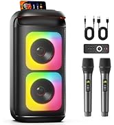 Karaoke Machine with 2 Wireless Microphones, Portable Bluetooth Karaoke for Adults, Powerful Dual...