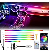 Acrylic Car LED Lights Interior, 6 in 1 RGB Ambient Lighting LED Lights for Car with 175in 584 LE...