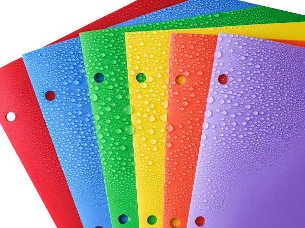 6 Pack Folders with Pockets, Plastic 3 Hole Punched Binder Folders with Business Card Holder