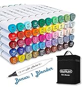 Shuttle Art 51 Colors Dual Tip Alcohol Based Art Markers, 50 Colors plus 1 Blender Permanent Mark...